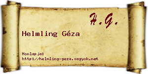 Helmling Géza névjegykártya
